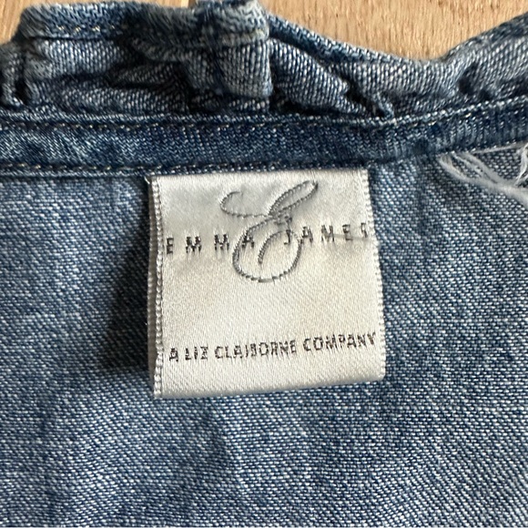 VINTAGE Ruffled Denim Blouse - Picture 7 of 9